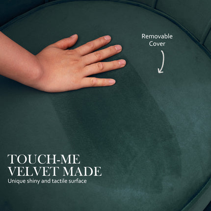 Armchair Lounge Chair Accent Velvet Shell Scallop + Ottoman Footstool Round GREEN.