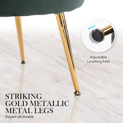 Armchair Lounge Chair Accent Velvet Shell Scallop + Ottoman Footstool Round GREEN.