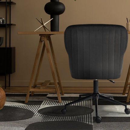 Desk Armchair - Home Office Swivel Chair Adjustable Height Seat PLUME BLACK.