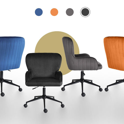 Desk Armchair - Home Office Swivel Chair Adjustable Height Seat PLUME BLACK.