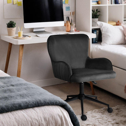 Desk Armchair - Home Office Swivel Chair Adjustable Height Seat PLUME BLACK.