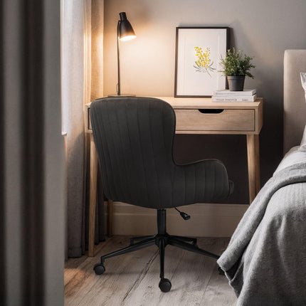 Desk Armchair - Home Office Swivel Chair Adjustable Height Seat PLUME BLACK.