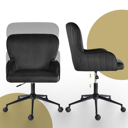 Desk Armchair - Home Office Swivel Chair Adjustable Height Seat PLUME BLACK.