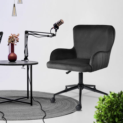 Desk Armchair - Home Office Swivel Chair Adjustable Height Seat PLUME BLACK.
