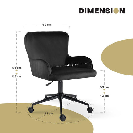 Desk Armchair - Home Office Swivel Chair Adjustable Height Seat PLUME BLACK.