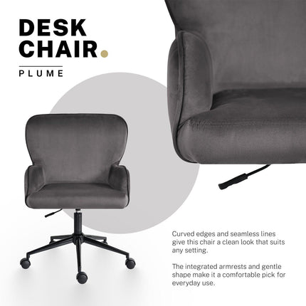 Desk Armchair - Home Office Swivel Chair Adjustable Height Seat PLUME GREY.