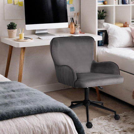 Desk Armchair - Home Office Swivel Chair Adjustable Height Seat PLUME GREY.