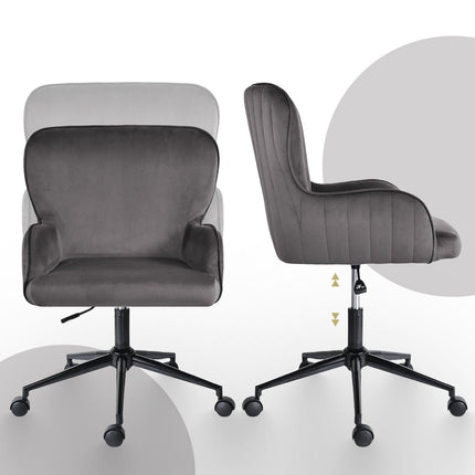 Desk Armchair - Home Office Swivel Chair Adjustable Height Seat PLUME GREY.