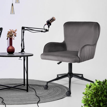 Desk Armchair - Home Office Swivel Chair Adjustable Height Seat PLUME GREY.