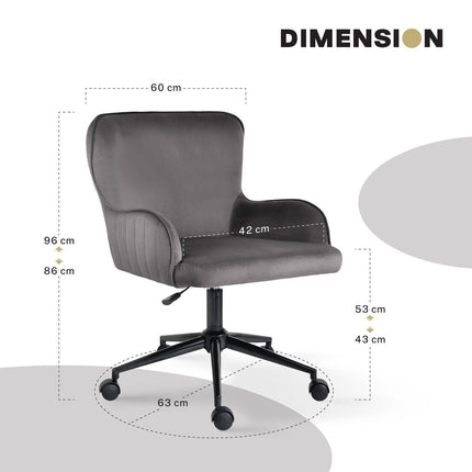 Desk Armchair - Home Office Swivel Chair Adjustable Height Seat PLUME GREY.
