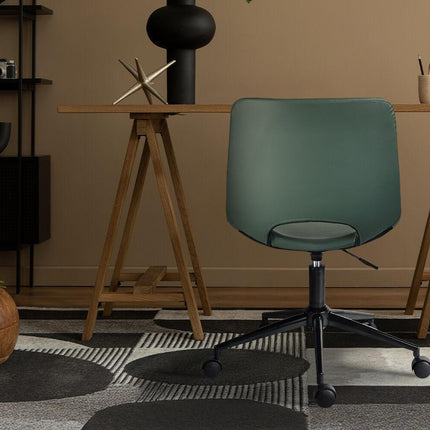2 Set Office Desk Chair - PU Leather Home Swivel Chair Cut-Out Seat HALO GREEN.