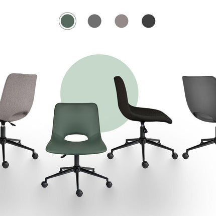 2 Set Office Desk Chair - PU Leather Home Swivel Chair Cut-Out Seat HALO GREEN.