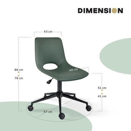 2 Set Office Desk Chair - PU Leather Home Swivel Chair Cut-Out Seat HALO GREEN.