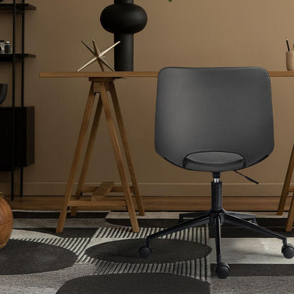 2 Set Office Desk Chair - PU Leather Home Swivel Chair Cut-Out Seat HALO GREY.