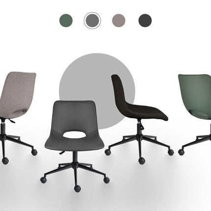2 Set Office Desk Chair - PU Leather Home Swivel Chair Cut-Out Seat HALO GREY.