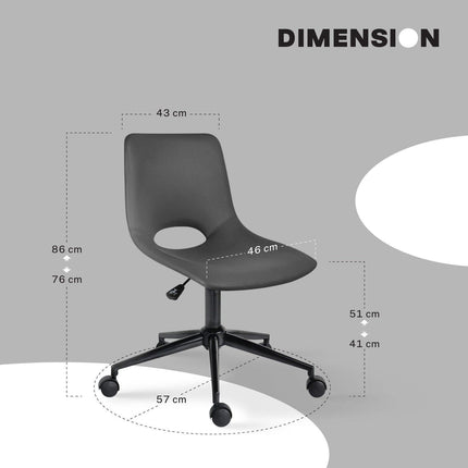 2 Set Office Desk Chair - PU Leather Home Swivel Chair Cut-Out Seat HALO GREY.