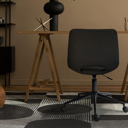 2 Set Office Desk Chair - Loop Yarn Fabric Home Swivel Chair Cut-Out Seat HALO BLACK.
