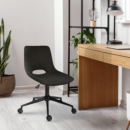 2 Set Office Desk Chair - Loop Yarn Fabric Home Swivel Chair Cut-Out Seat HALO BLACK.