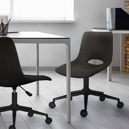 2 Set Office Desk Chair - Loop Yarn Fabric Home Swivel Chair Cut-Out Seat HALO BLACK.