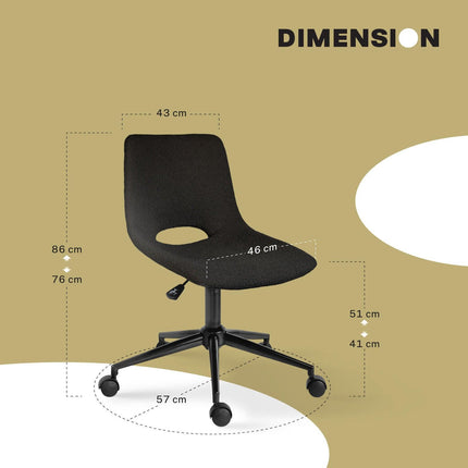 2 Set Office Desk Chair - Loop Yarn Fabric Home Swivel Chair Cut-Out Seat HALO BLACK.