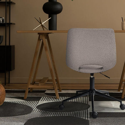 2 Set Office Desk Chair - Loop Yarn Fabric Home Swivel Chair Cut-Out Seat HALO GREY.