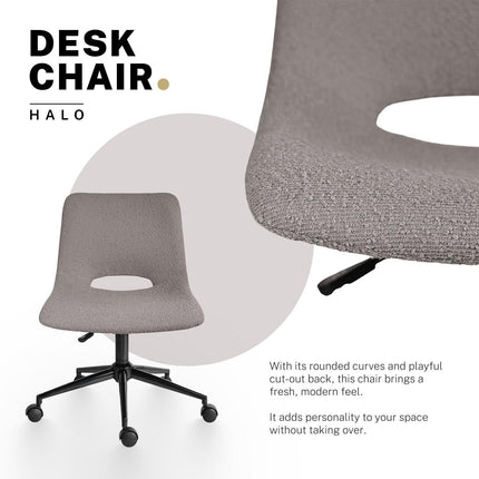 2 Set Office Desk Chair - Loop Yarn Fabric Home Swivel Chair Cut-Out Seat HALO GREY.