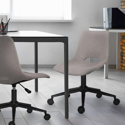 2 Set Office Desk Chair - Loop Yarn Fabric Home Swivel Chair Cut-Out Seat HALO GREY.