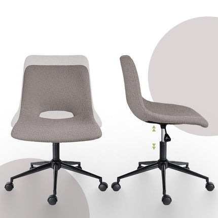 2 Set Office Desk Chair - Loop Yarn Fabric Home Swivel Chair Cut-Out Seat HALO GREY.