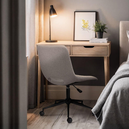 2 Set Office Desk Chair - Loop Yarn Fabric Home Swivel Chair Cut-Out Seat HALO GREY.