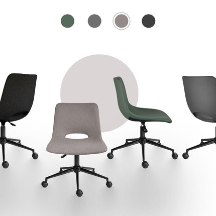 2 Set Office Desk Chair - Loop Yarn Fabric Home Swivel Chair Cut-Out Seat HALO GREY.