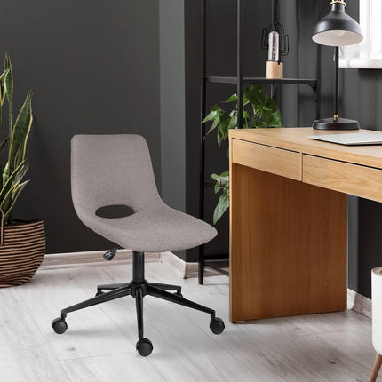 2 Set Office Desk Chair - Loop Yarn Fabric Home Swivel Chair Cut-Out Seat HALO GREY.