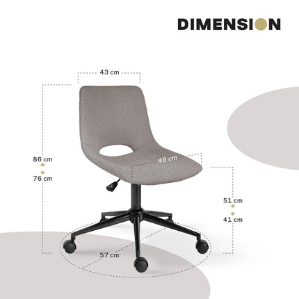 2 Set Office Desk Chair - Loop Yarn Fabric Home Swivel Chair Cut-Out Seat HALO GREY.