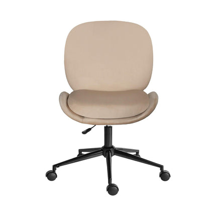 Office Desk Chair - Velvet Armless Swivel Study Seat OVOID PALE KHAKI.
