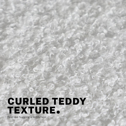 Office Desk Chair - Teddy Boucle Armless Swivel Study Seat OVOID WHITE.