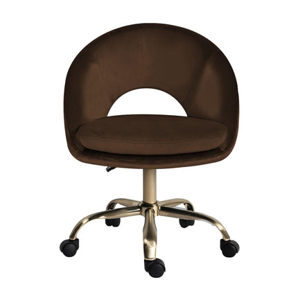 Office Desk Chair - Velvet Home Office Swivel Computer Seat COVE BROWN.