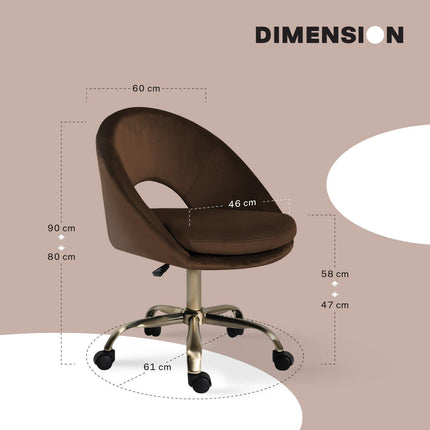 Office Desk Chair - Velvet Home Office Swivel Computer Seat COVE BROWN.