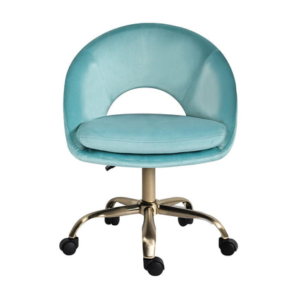 Office Desk Chair - Velvet Home Office Swivel Computer Seat COVE BLUE.