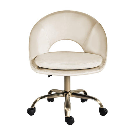 Office Desk Chair - Velvet Home Office Swivel Computer Seat COVE CREAM.