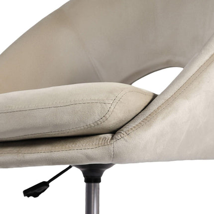 Office Desk Chair - Velvet Home Office Swivel Computer Seat COVE CREAM.