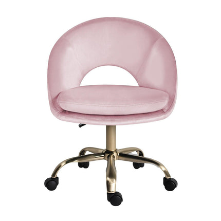 Office Desk Chair - Velvet Home Office Swivel Computer Seat COVE PINK.