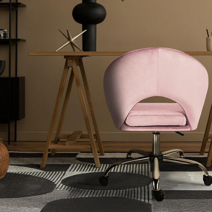 Office Desk Chair - Velvet Home Office Swivel Computer Seat COVE PINK.