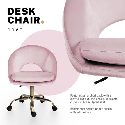 Office Desk Chair - Velvet Home Office Swivel Computer Seat COVE PINK.