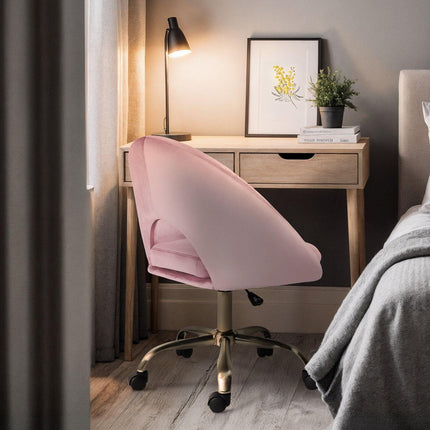 Office Desk Chair - Velvet Home Office Swivel Computer Seat COVE PINK.