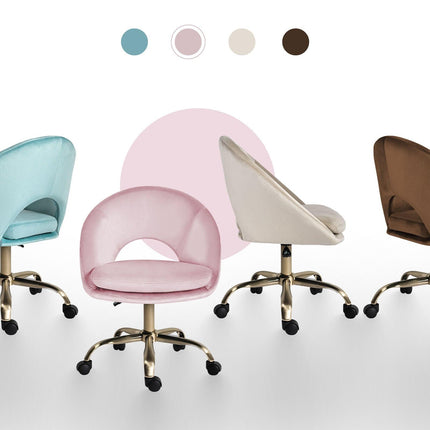 Office Desk Chair - Velvet Home Office Swivel Computer Seat COVE PINK.