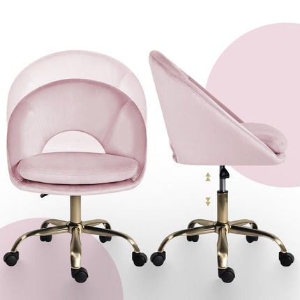 Office Desk Chair - Velvet Home Office Swivel Computer Seat COVE PINK.