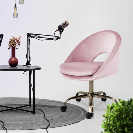 Office Desk Chair - Velvet Home Office Swivel Computer Seat COVE PINK.