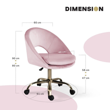 Office Desk Chair - Velvet Home Office Swivel Computer Seat COVE PINK.