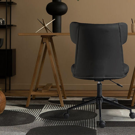 Office Desk Chair - PU Leather Home Office Swivel Chair Computer Seat BLACK.