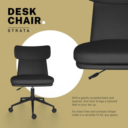 Office Desk Chair - PU Leather Home Office Swivel Chair Computer Seat BLACK.