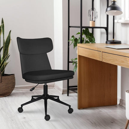 Office Desk Chair - PU Leather Home Office Swivel Chair Computer Seat BLACK.